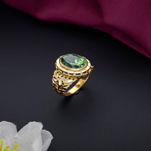 Royal Emerald Crest Gold Ring For Men-1060011411492
