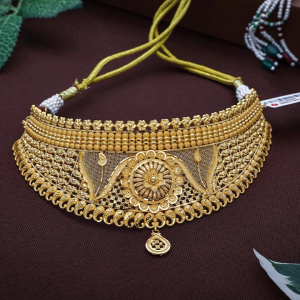 Temple Floral 22K Gold Choker Necklace - NCCS0894 S378