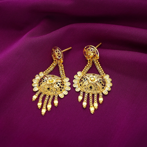 22K Peacock Leaf Gold Jhumka Earrings-1060004470826 SU2E74