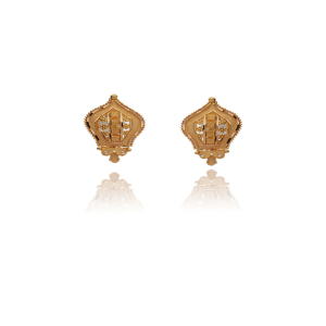 Crowned Cosmos Gold Studs-1060007204435AA S263