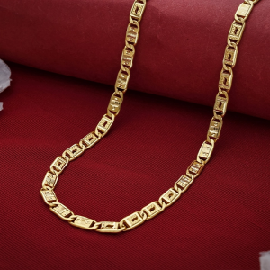 Gold Engraved Link Chain Necklace - CH3987SU2E8K