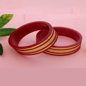 22K Classic Dual-Line Gold Sankha Bangles-1060006956298AA S343