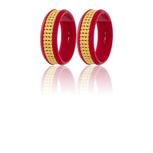 22K Floral Grid Gold Sankha Bangles-SJ-18