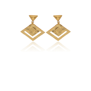 Rectangle Design Golden Charm Cascade Earrings-1060008117161AA S292