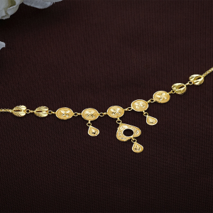 Graceful Floral Charm 22K Short Gold Necklace-NKSL3735 S414
