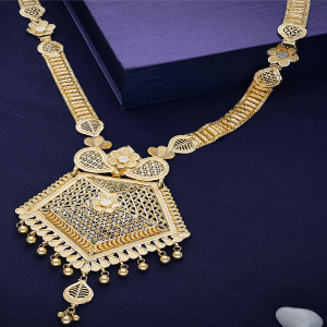 Floral Long Gold Necklace-NKSS1869S382