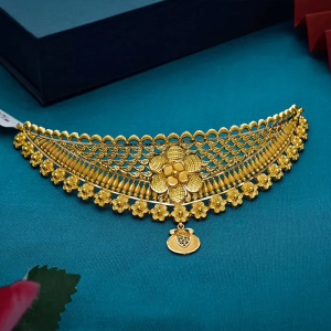 Classic Floral 22KT Gold Choker-NCCS0747 SU2E99
