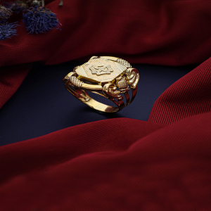 Regal Emblem Gold Ring For men-1060011331615