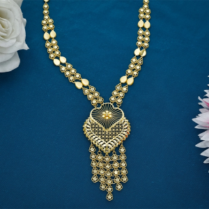 22K Gold Turkish Heart Cascade Necklace-NKLS7295S364