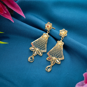22K Gold Lattice Floral Hanging Earrings - ER19852S364