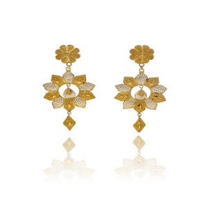 Floral Charm 22kt Gold Earrings-1060005582627AA S101