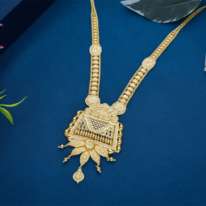 22K Gold Floral Leaf Jali Necklace - NKSL7039SU2EA1