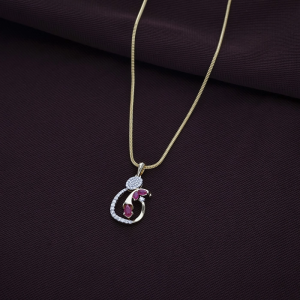 Modern Paisley Ruby & Diamond Swirl Pendant in 18K Gold - DPND0728S273