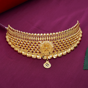 Antique Mesh Jali Gold Choker Necklace with Intricate Filigree Panels - NCCS1069SU32A1