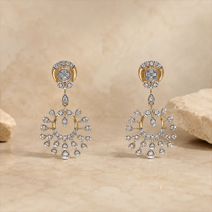Elegant Circular Chandbali Diamond Drop Earrings in 18K Gold - DERR4130SU2ECA