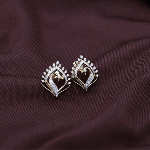 Elegant Peacock Motif Diamond Stud Earrings in 18K Gold - DERR4124SU2ECA