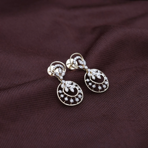 Elegant Floral Hoop Diamond Drop Earrings in 18K Gold - DERR4230SU2E56