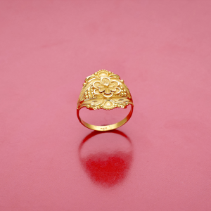 Traditional Floral Filigree Gold Ring with Rawa Work - RNL13436S263