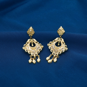 Traditional Geometric Floral Filigree Gold Drop Earrings - ER24631S373