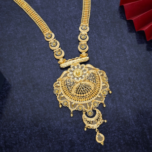 Ornate Floral & Chandbali Jali Rani Haar Gold Necklace - NKSL7229S406