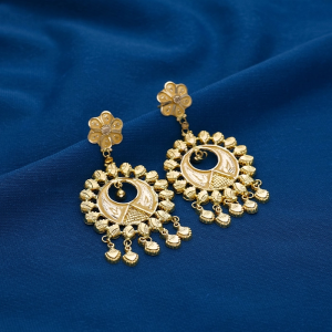 Ornate Floral Chandbali Filigree Gold Earrings - ER24643S373