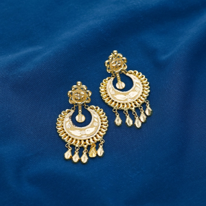 Traditional Filigree Crescent Chandbali Gold Earrings - ER24616S373