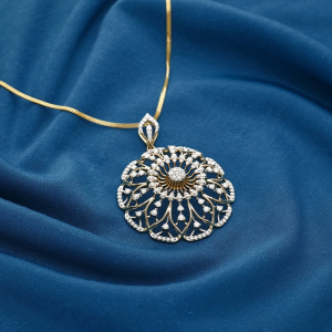 Radiant Floral Mandala Diamond Pendant in 18K Gold - DPND0544S312