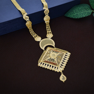 Traditional Gold Floral Long Necklace  - NKSL8455SUZERS
