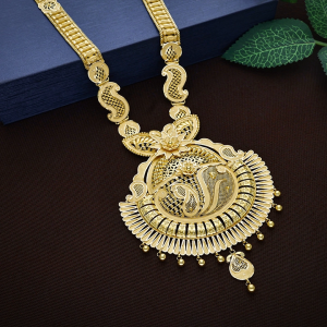 Traditional Gold Floral Paisley Long Necklace - NKSL8598SUZEAE