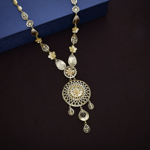 Ameyaa Starburst Lattice Long Gold Necklace - NKSL8294SU2E83