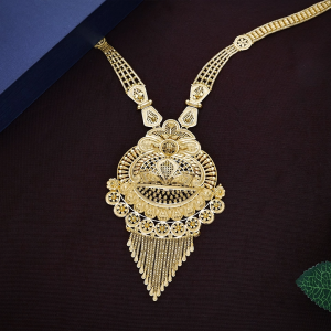 Royal Floral Jaali Gold Long Necklace - NKSL8604SUZEAE