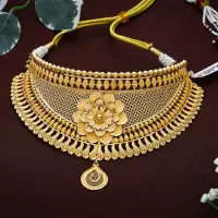 Royal Floral Pattern Gold Choker-NCCS0592 S263