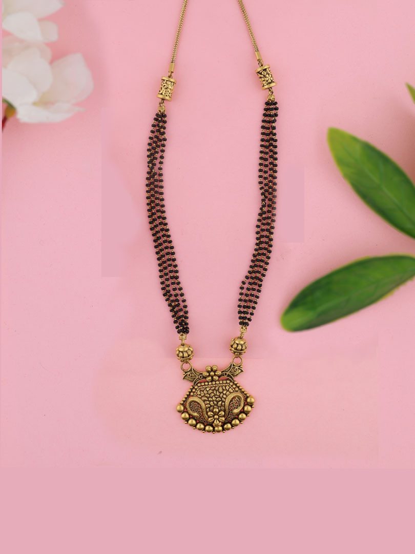 Antique Semi Long Gold Mangalsutra-1060001818041AAS101 - Image 2