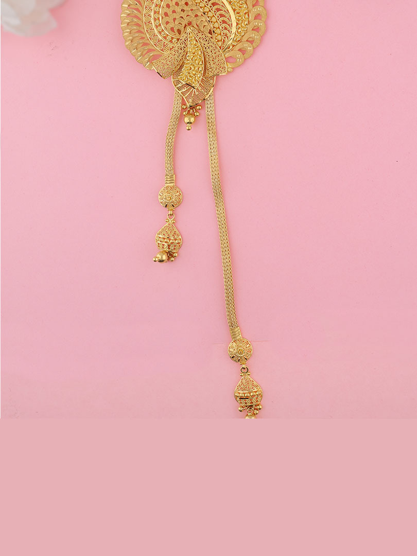 Paisley Drop Semi Long Gold Necklace-1060005745350AA S311 - Image 2
