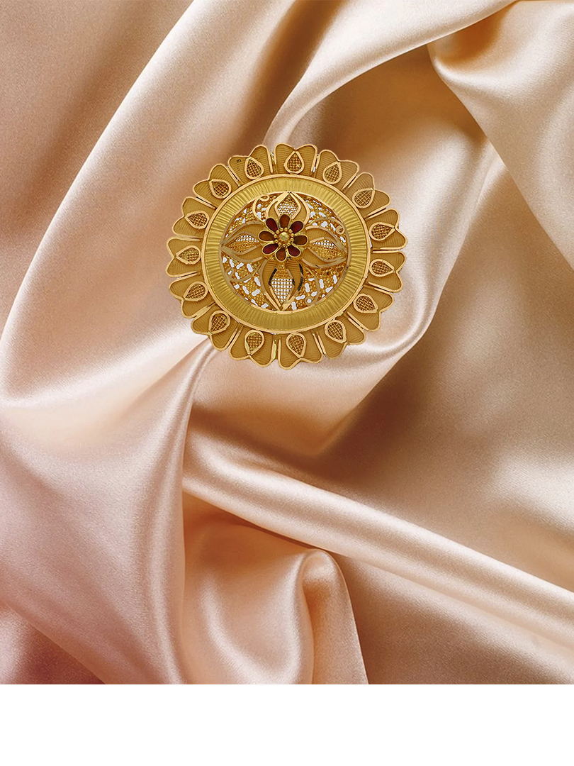 Royal Bloom Party Wear Gold Ring-1060005694603AA S263 - Image 2