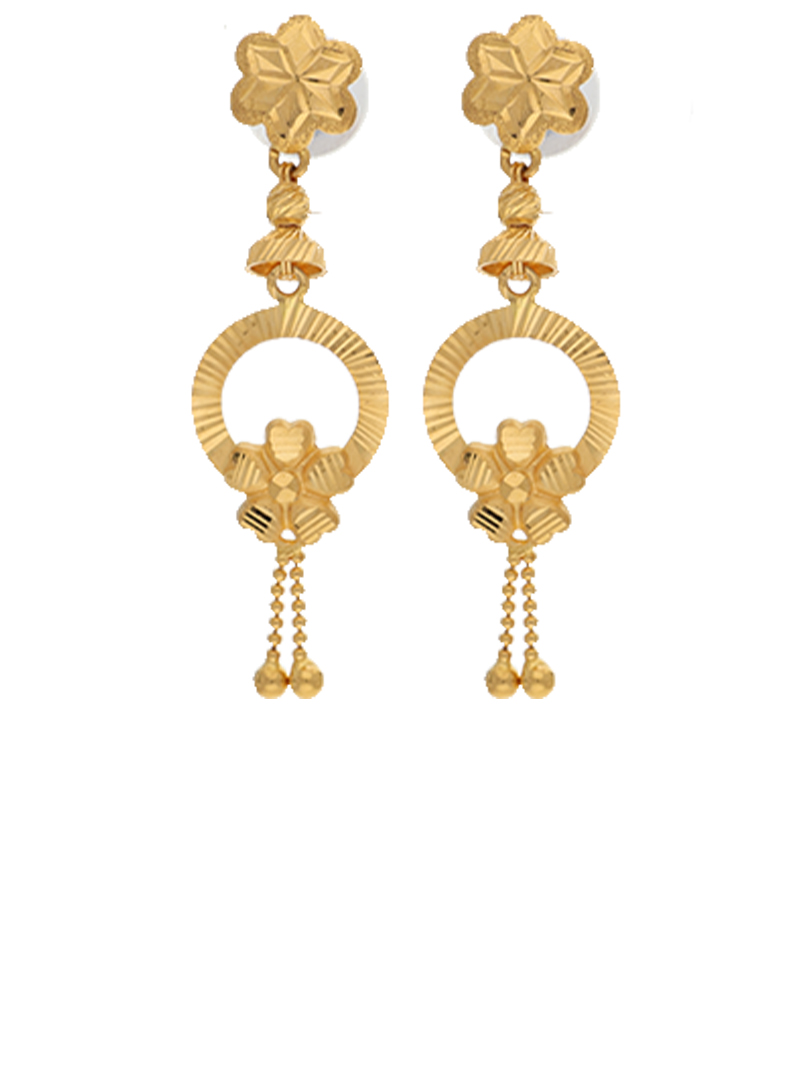 Floral Cascade Gold Danglers-1060007322627AA S101 - Image 2