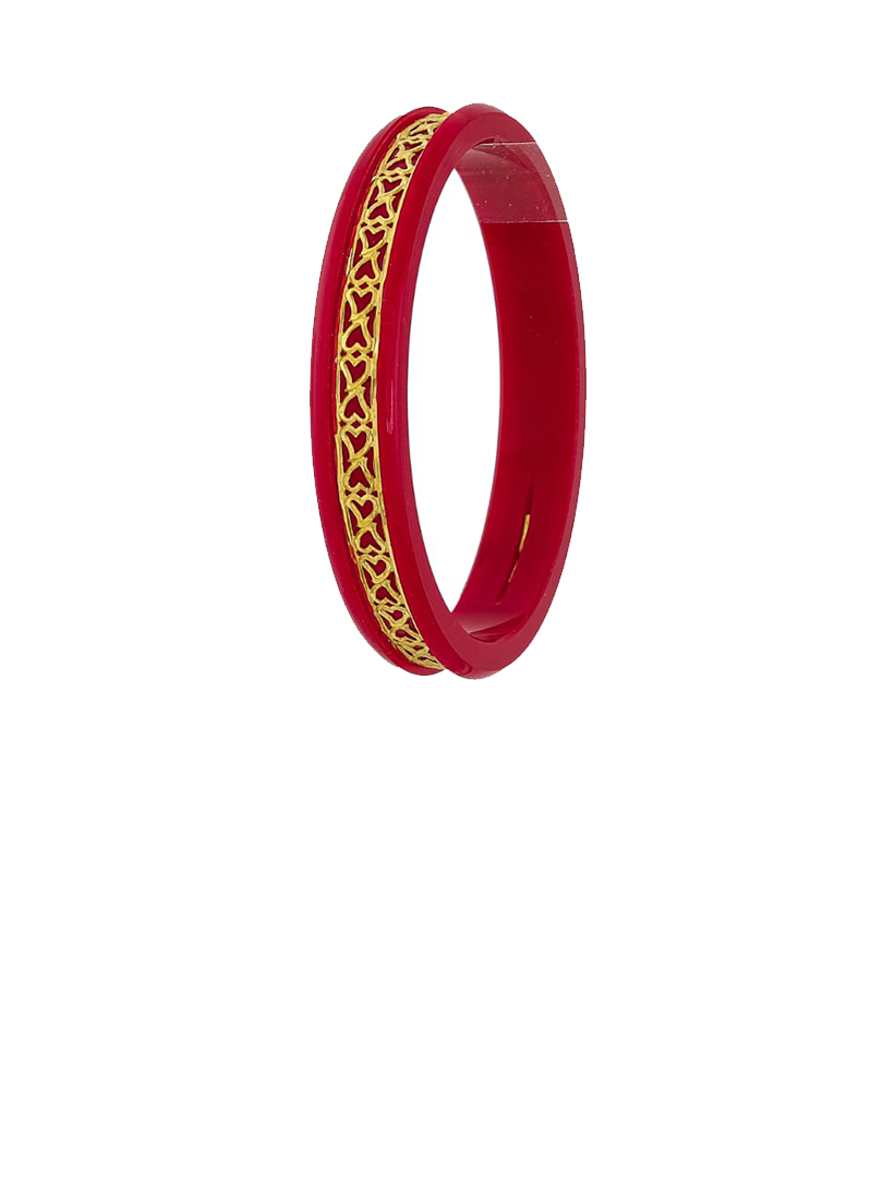 22K Heritage Cut Pattern Gold Sankha Bangles-SJ-03 - Image 2