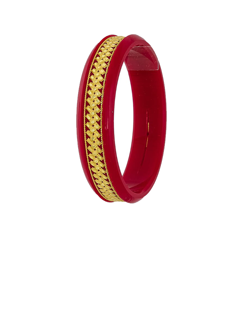 22K Woven Texture Gold Sankha Bangles-SJ-11 - Image 2