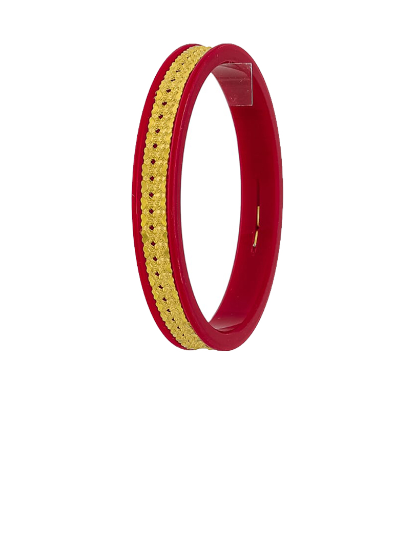 22K Minimal Texture Gold Sankha Bangles-SJ-12 - Image 2