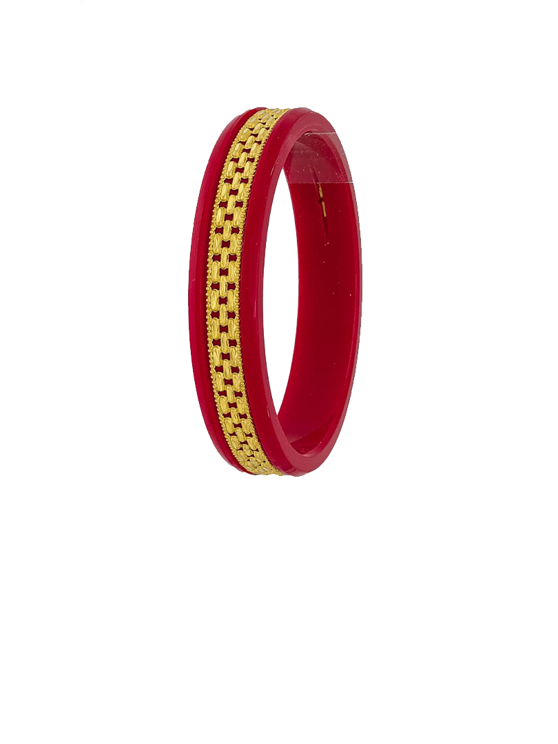 22K Classic Link Pattern Gold Sankha Bangles-SJ-13 - Image 2