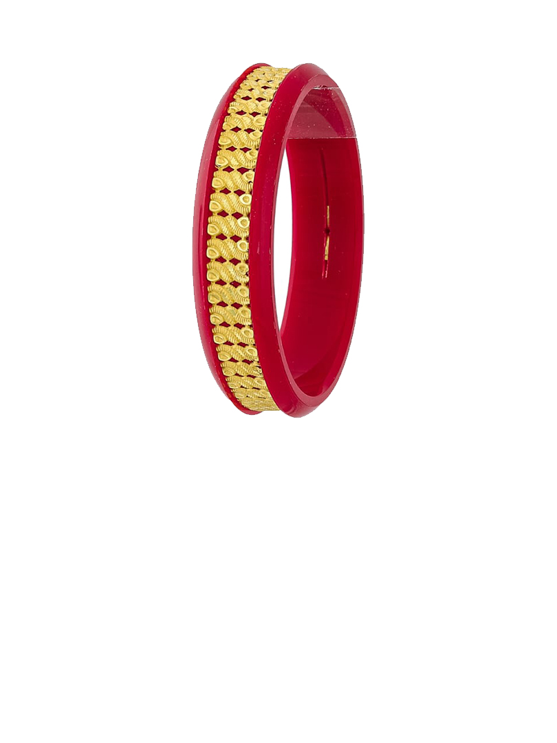 22K Floral Grid Gold Sankha Bangles-SJ-18 - Image 2