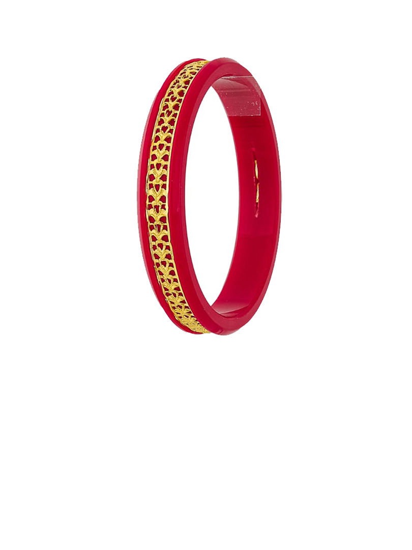 22K Heritage Cutwork Gold Sankha Bangles-SJ-22 - Image 2