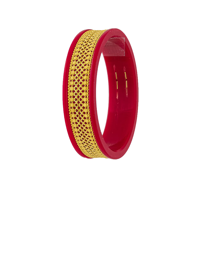 22K Honeycomb Texture Gold Sankha Bangles-SJ-23 - Image 2
