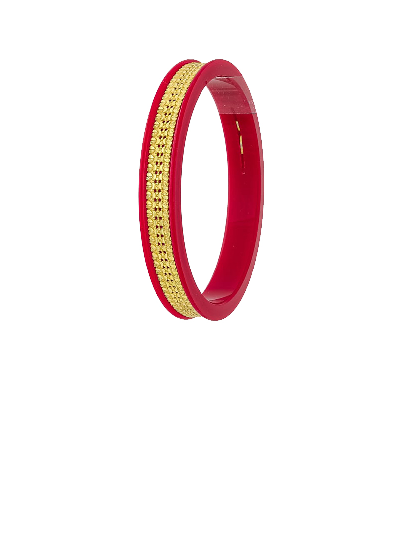 22K Classic Beaded Gold Sankha Bangles-SJ-24 - Image 2