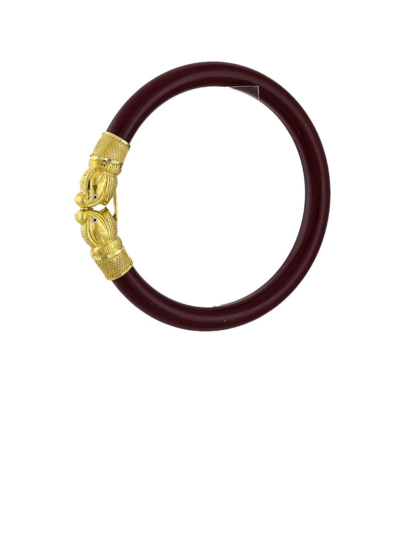 22K Traditional Fish Motif Gold Sankha Bangles-SMM-01 - Image 2