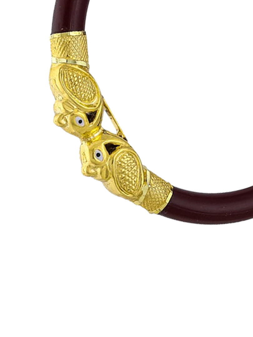 22K Traditional Fish Motif Gold Sankha Bangles-SMM-04 - Image 3