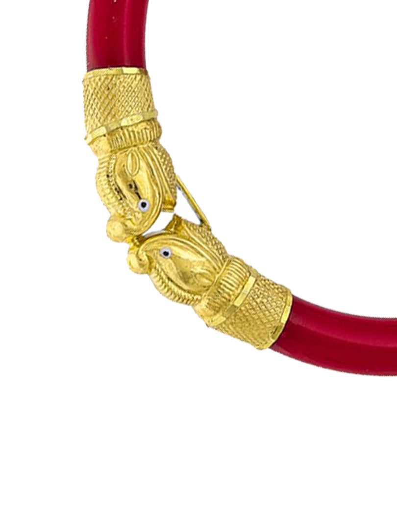 22K Traditional Fish Head Gold Sankha Bangles-SMM-03 - Image 2