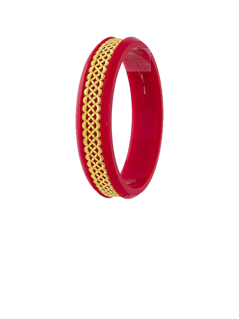 22K Interwoven Chain Gold Sankha Bangles-SJ-20 - Image 2