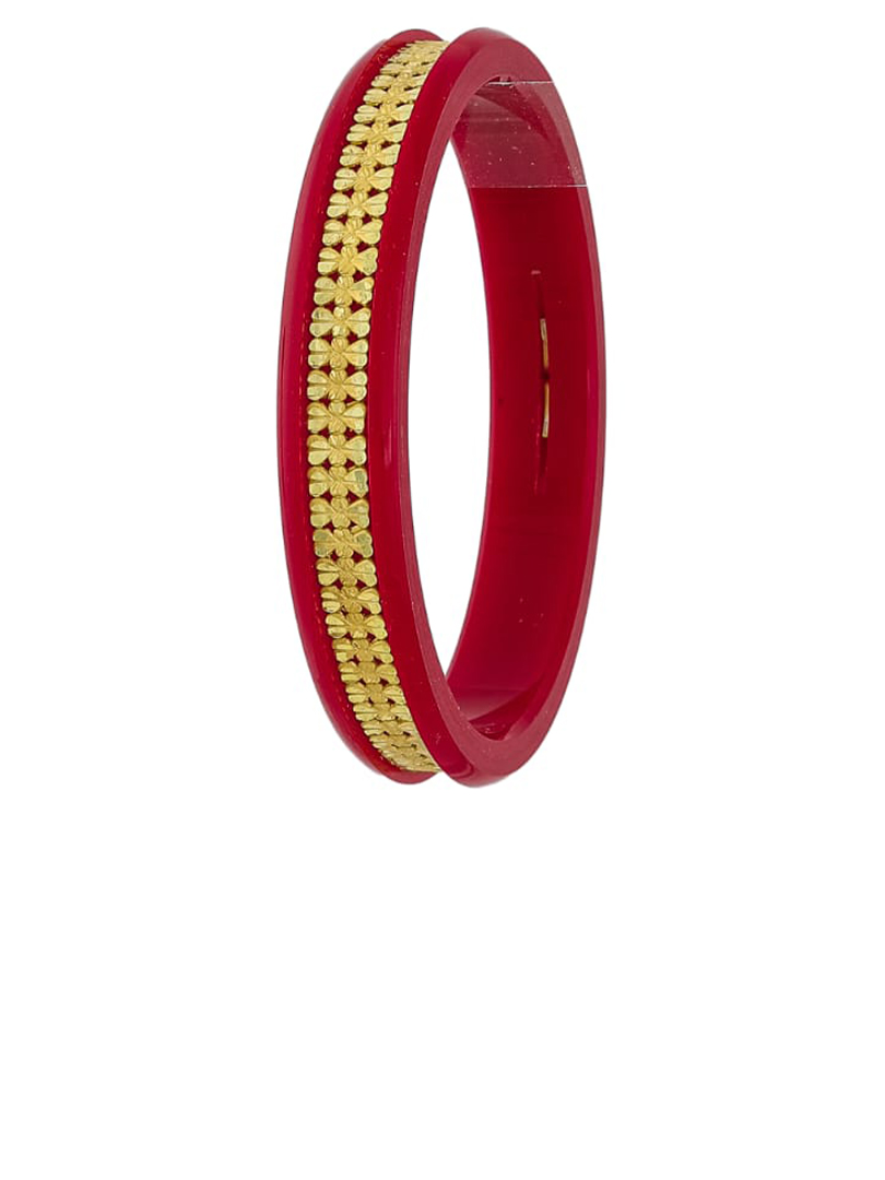 22K Floral Band Gold Sankha Bangles-SJ-10 - Image 2