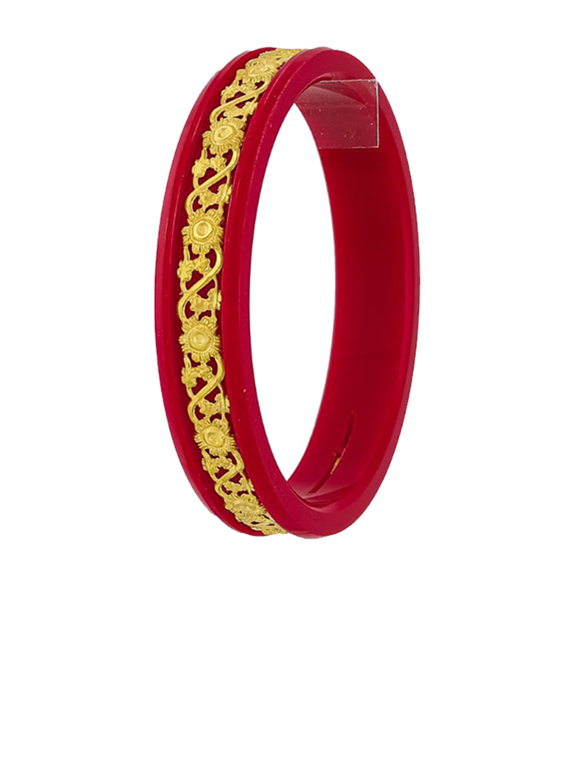 22K Floral Vine Gold Sankha Bangles-SJ-02 - Image 2